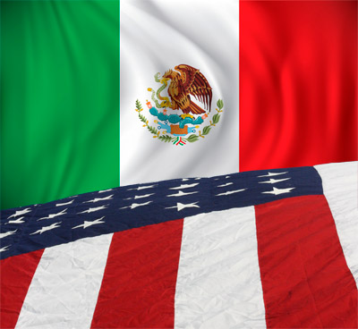 American and Mexican flag